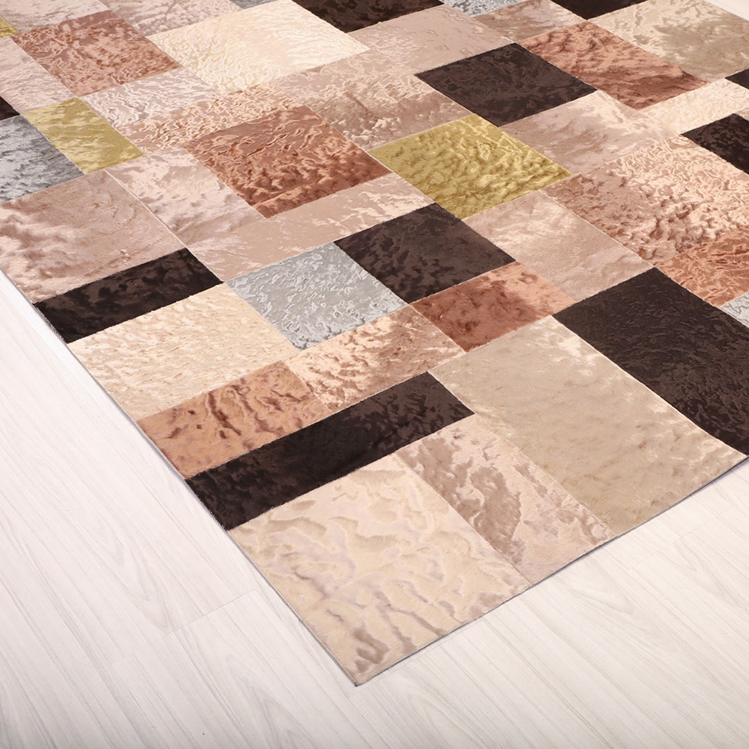 Hakiki Deri Çok Renkli Patchwork Deri Halı