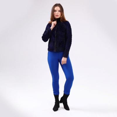 Hakiki Deri Saks Kadın Leopar Desenli Ceket